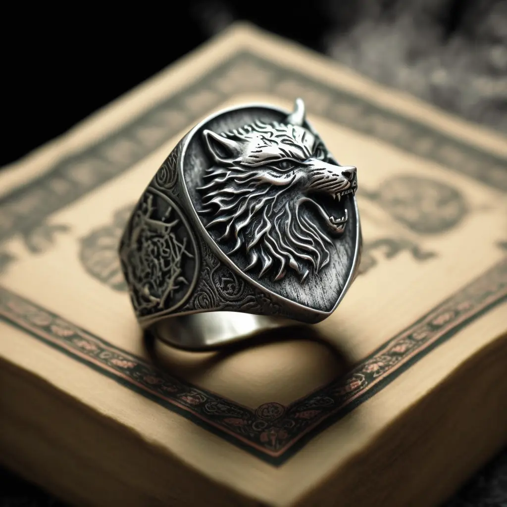 Silver Direwolf signet ring